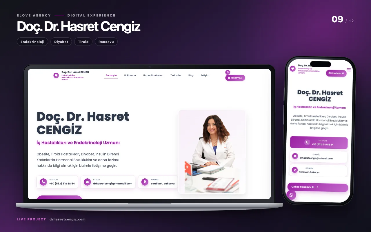 vanr. Dr MacBook i iPhone pogled na Hasret Cengiz sajt; Endokrinologija, dijabetes, štitna žlezda i oznake za pregled